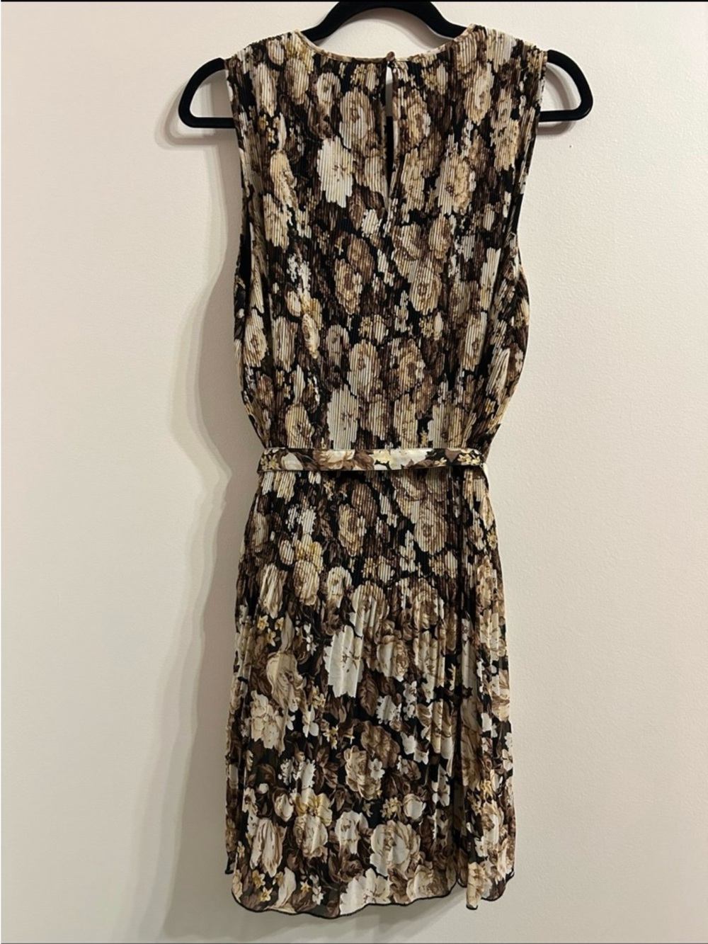 Abercrombie & Fitch High Neck Plisse Mini Dress Large Tall Sleeveless Floral - Picture 9 of 11
